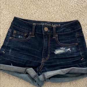AEO super stretch high rise jean shorts size 2